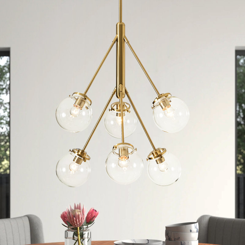 Luminaire suspendu lustre en verre 6 lumières