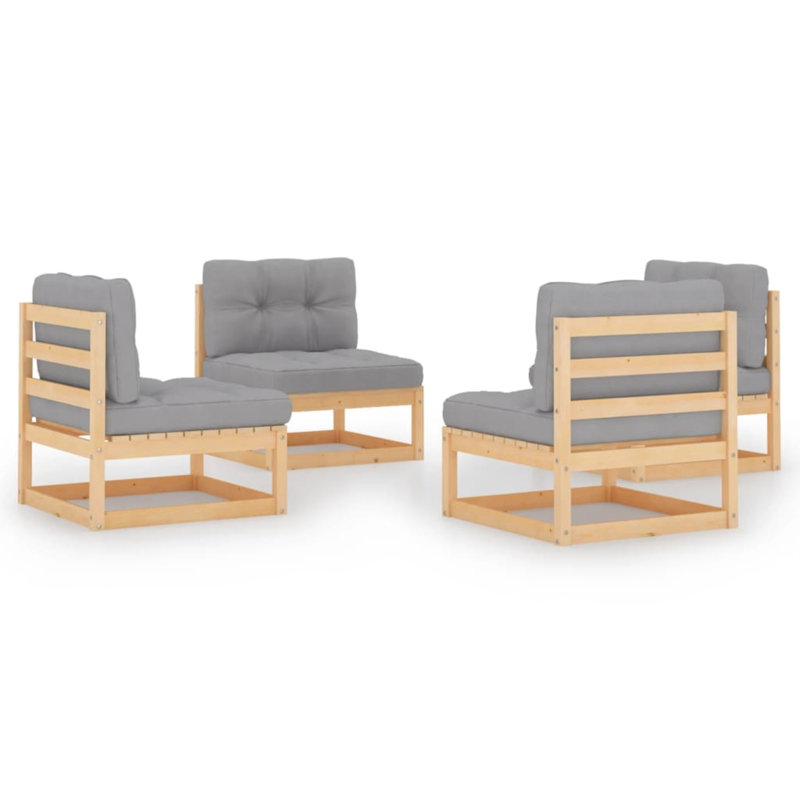 Patio Chair with Cushions, Brown, Gray