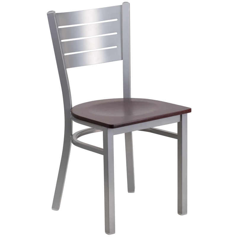 Elkton Slat Back Metal Restaurant Chair, Mahogany