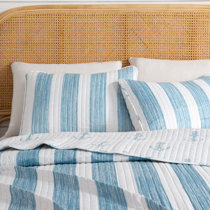 Saltwater Blue Standard Cotton Reversible Quilt Set