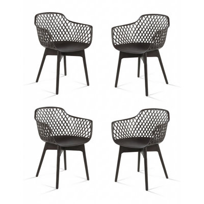  Modern Dining Chairs Set of 4, Weather-Resistant Plastic Cafe Chairs with Ergonomic Back and Non-Slip Pad