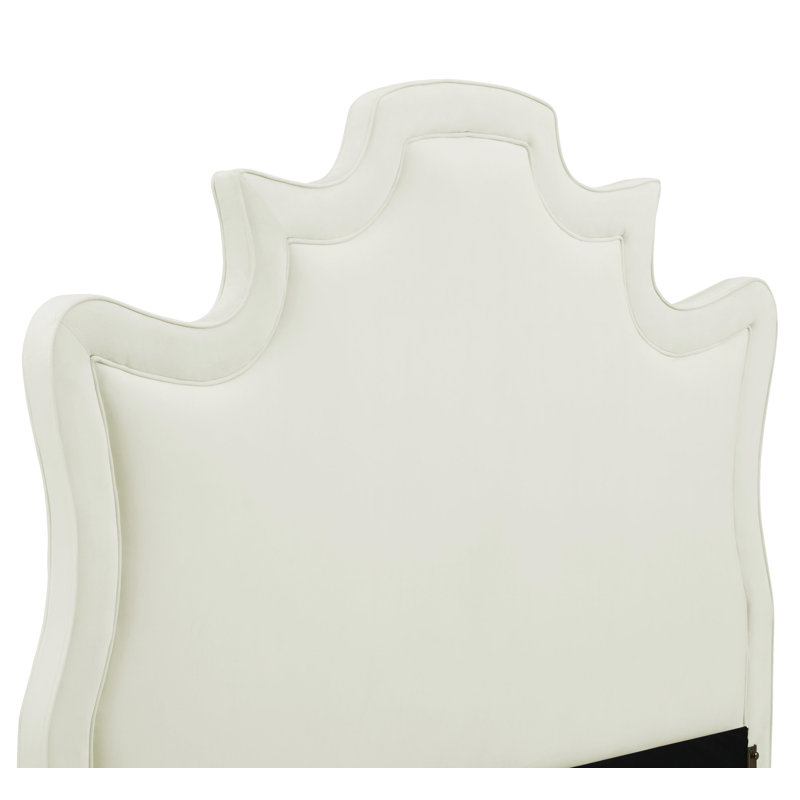Lit plateforme en tissu d'ameublement, Grand, Velours blanc