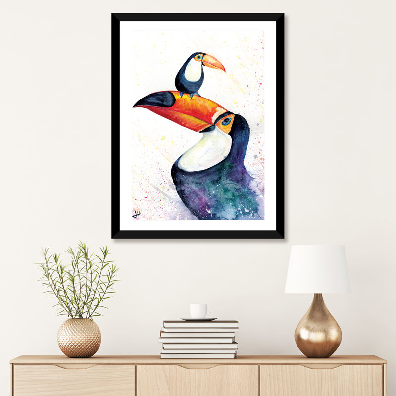 Décoration murale pour enfants Toucan, H 24 po x l 16 po x P 1 po, Papier encadré noir