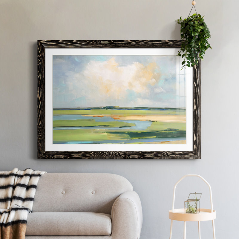 Pastel Horizon II - peinture encadrée, Cadre noir, H 31 po x l 44 po x P 1 po