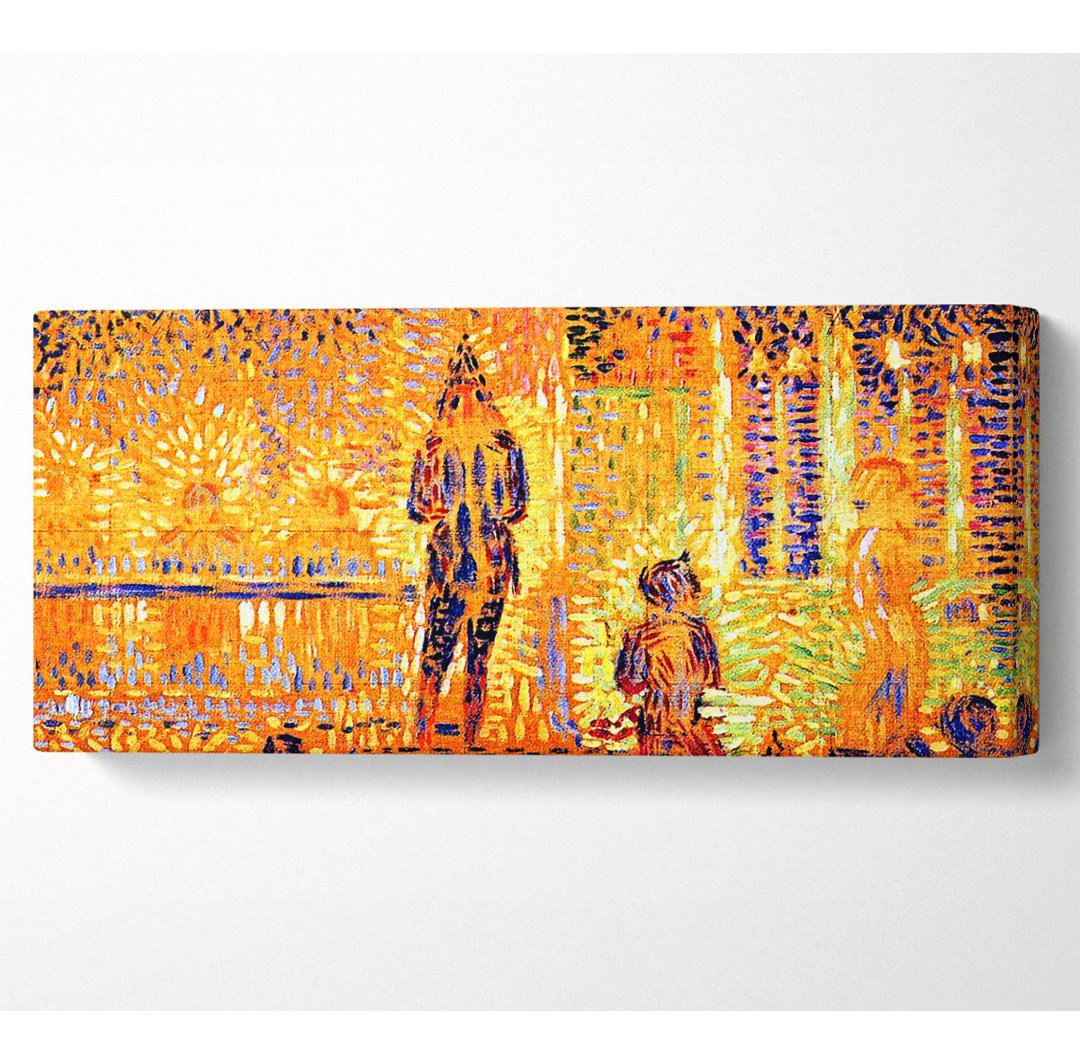 Seurat-Studie der Zirkusparade - Panorama-Kunstdrucke auf Leinwand - Wrapped Canvas