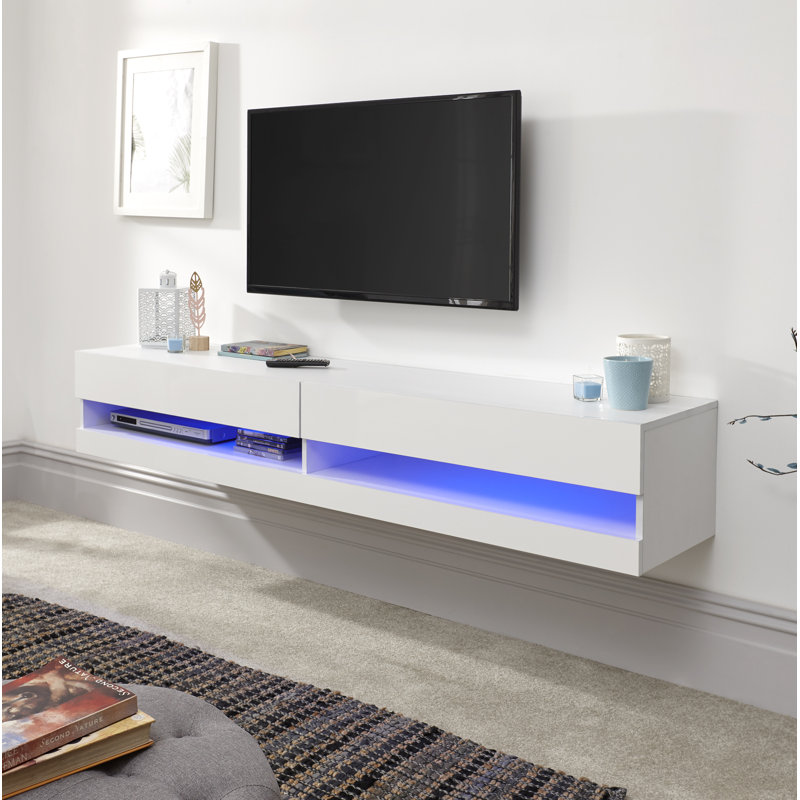 Allon Unfinished Floating TV Stand, White, 30cm H x 150cm W x 38cm D
