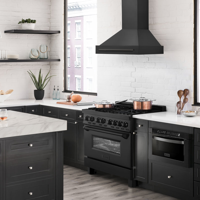 ZLINE 30" Black Stainless Steel Range Hood with Black Stainless Steel Handle