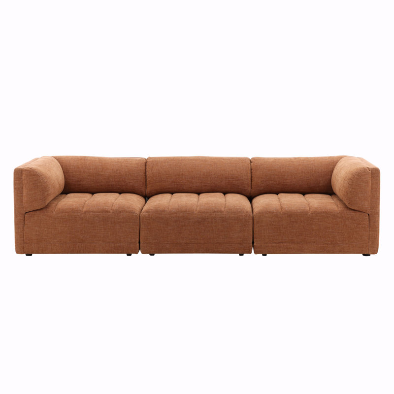 Magda 113" Wide Upholstered Sofa, Terracotta, Orange