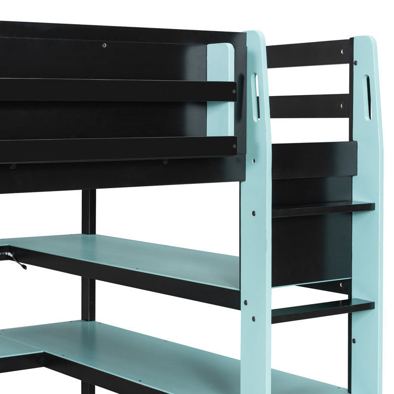 Lit mezzanine en bois peu encombrant avec rangement multifonctionnel, style moderne pour jouer