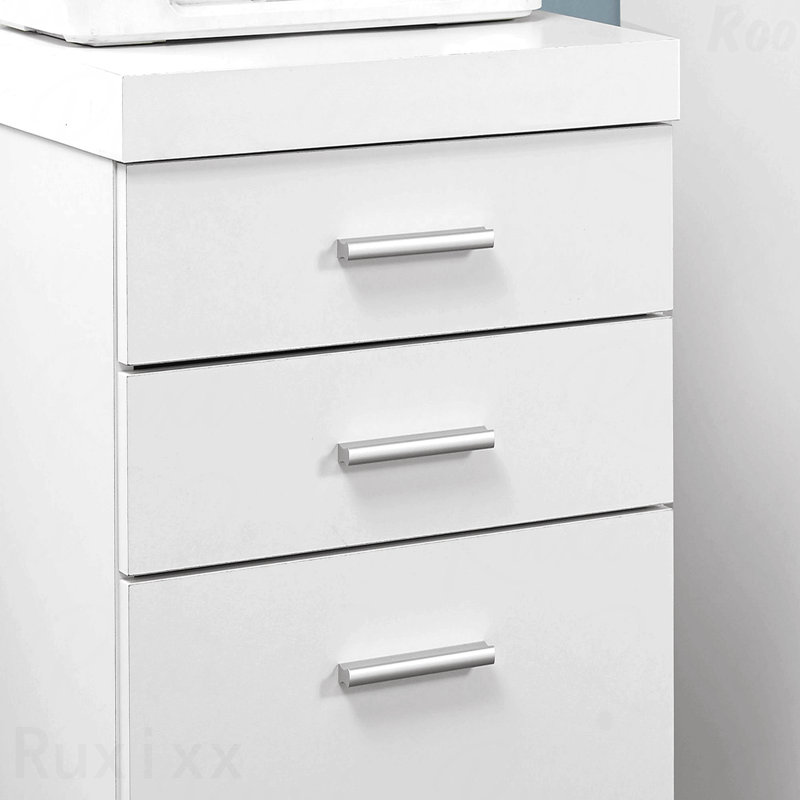 Contemporary Rolling Mobile File Cabinet With Storage Drawers & Printer Stand For Modern Office, White