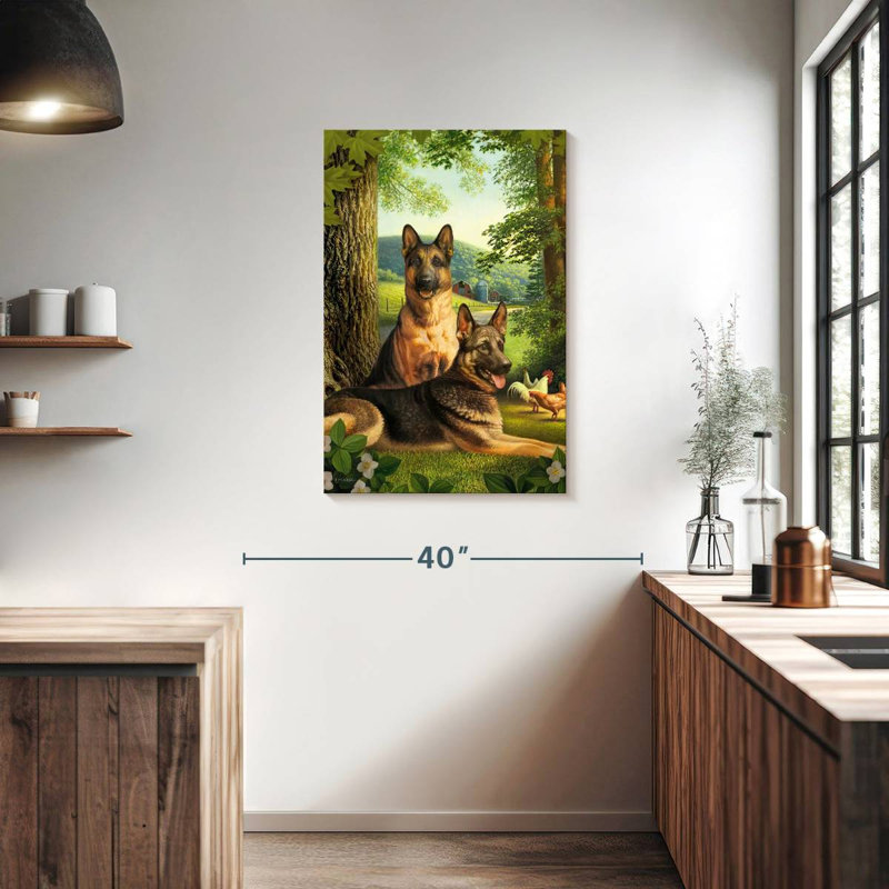 Brampt German Shepherds And Chickens, 36" H x 24" W