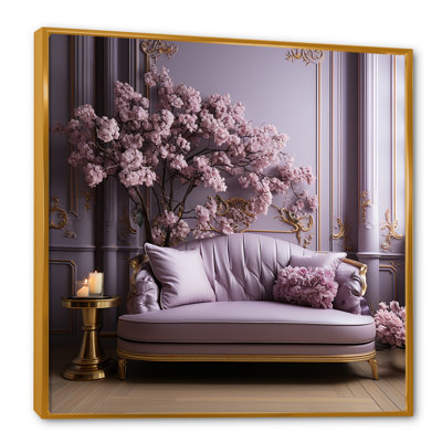 Lilac Couch Adorned With Gilded Accents II - Lilacs Wall Art For Living Room