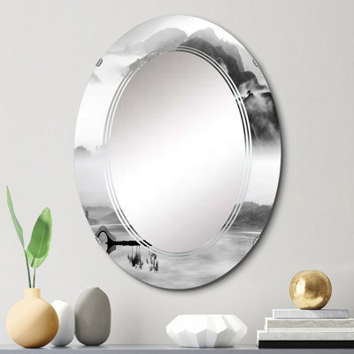 Miroir de salle de bain ovale mural