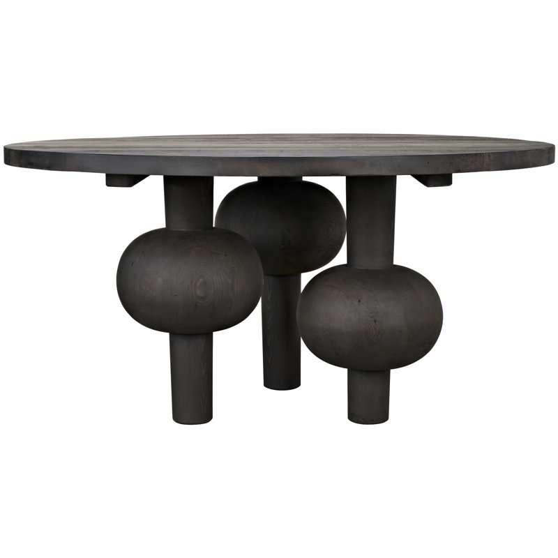 Julie Round Solid Wood Dining Table, Black