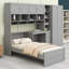 Wooden Platform Bed with Desk, Wardrobe, Storage Cabinets, Drawers & Shelves-2031304540