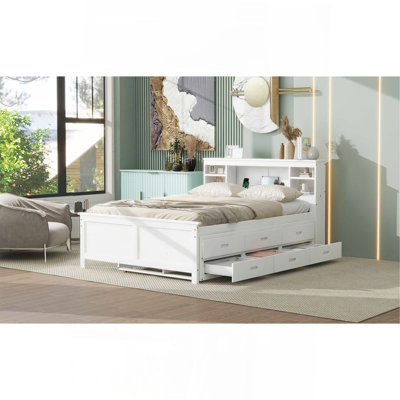 Twin Size Platform Bed With Storage Headboard