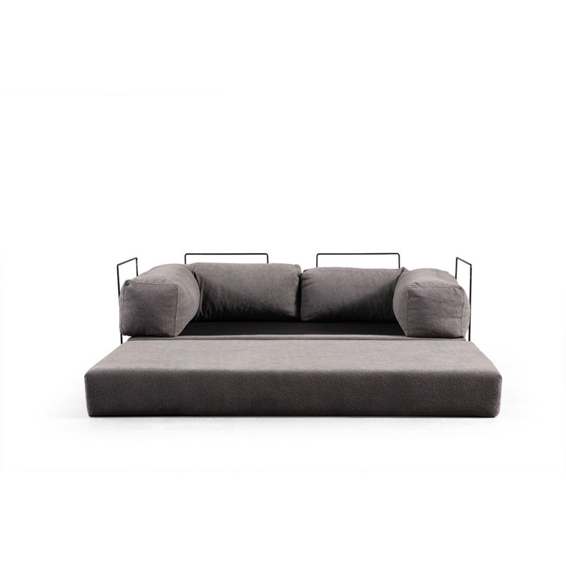 Canapé-lit moderne à 2 places, gris, 78,7 x 39,4 x 31,5 pouces | Structure entièrement en mousse avec 28 mousses en mousse à densité moyenne | 100% polyester, tissu nettoyable à sec | Conception convertible polyvalente, pieds en métal faciles à déplacer, parfaits pour les petits espaces