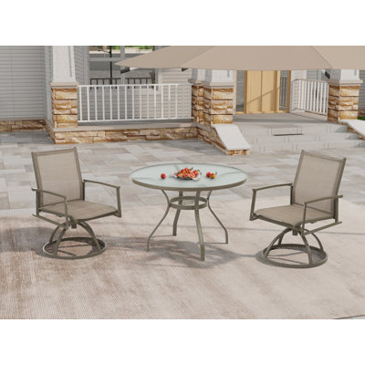3-Piece Patio Outdoor Bistro Set With Swivel Chairs And Round Table by Lark Manor