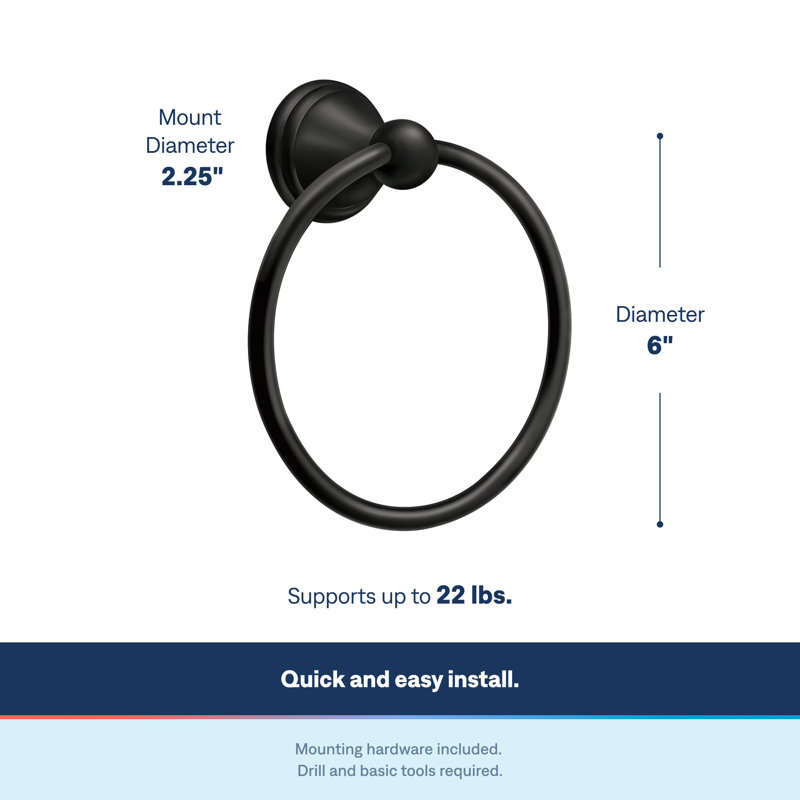 Preston Wall Mounted Towel Ring, Matte Black