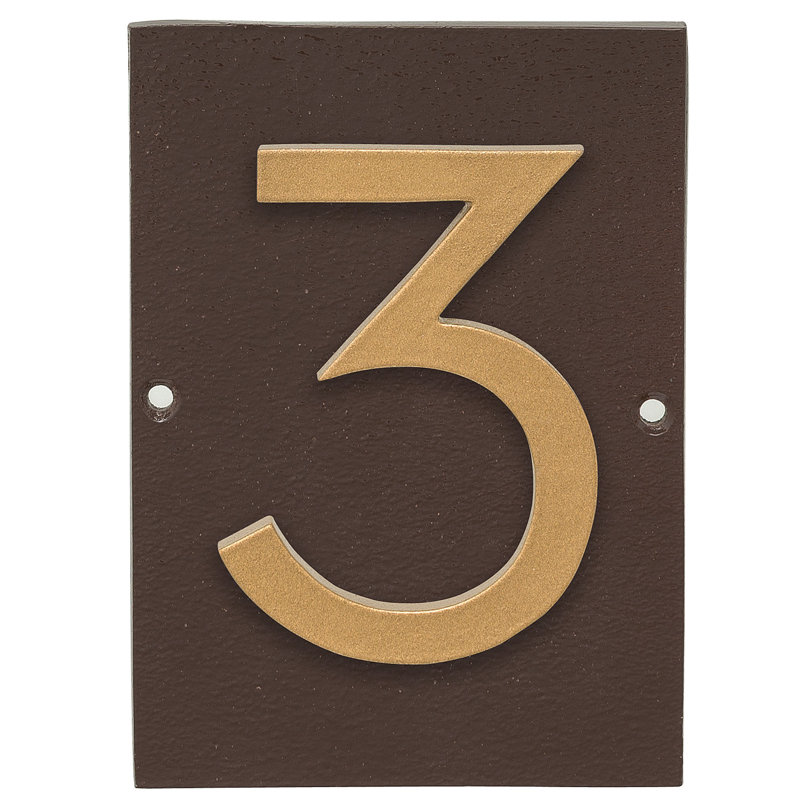 Plaque d’adresse murale sur 1 ligne flottante, Bronze romain, Or, Oui