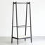(Black) Solid Oak Wood Clothes Rack, Black Rattan Hanger Rack-Clothes Rack With Shelves, Cloth Hanger Standing Garment Racks For Hanging Clothes