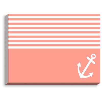 «Coral Love Anchor Nautical», impression sur toile tendue encadrée