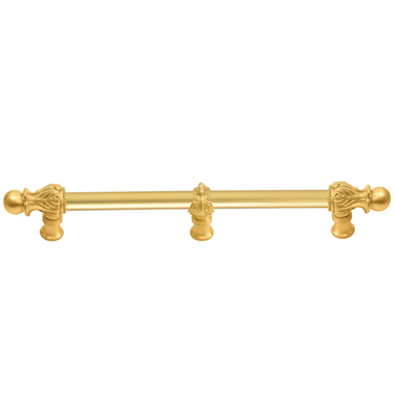 Acanthus 12 inches c.c. with 5/8 smooth center long pull Romanesque style with center brace in Antique Brass, Gold, 22"