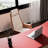 Red Saddle Leather Ash Wood Writing Desk-1104532367
