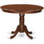 L'ensemble de table de salle à manger 3 pièces comprend une table de cuisine ronde avec piédestal et 2 chaises Parsons en simili cuir rouge Firebrick, 42 x 42 pouces, acajou-589976468-655403510-655403511