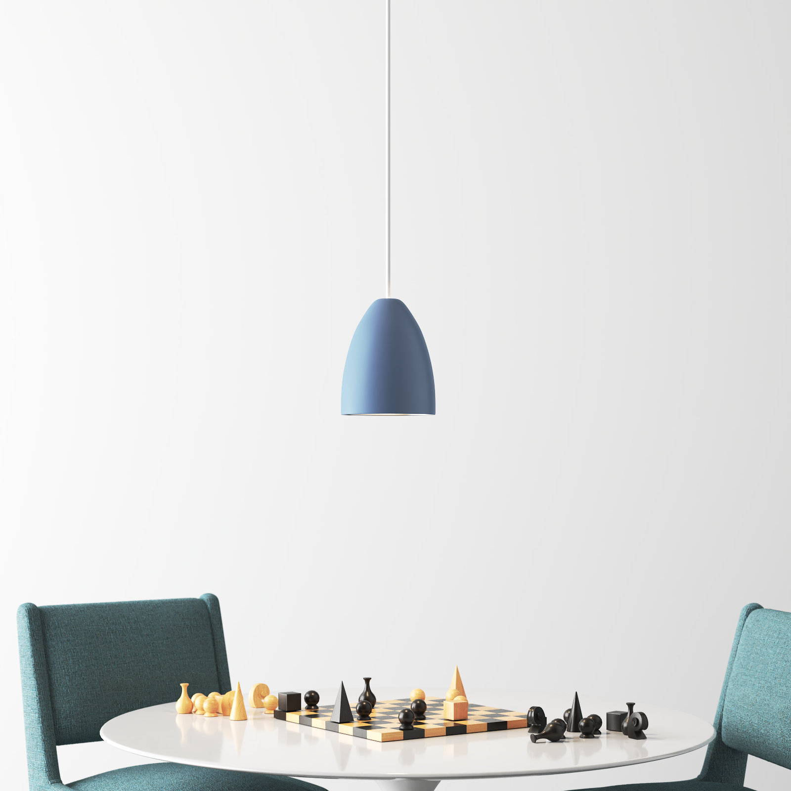 Zella Dimmable Single Light Pendant, Pastel Dark Blue Silver