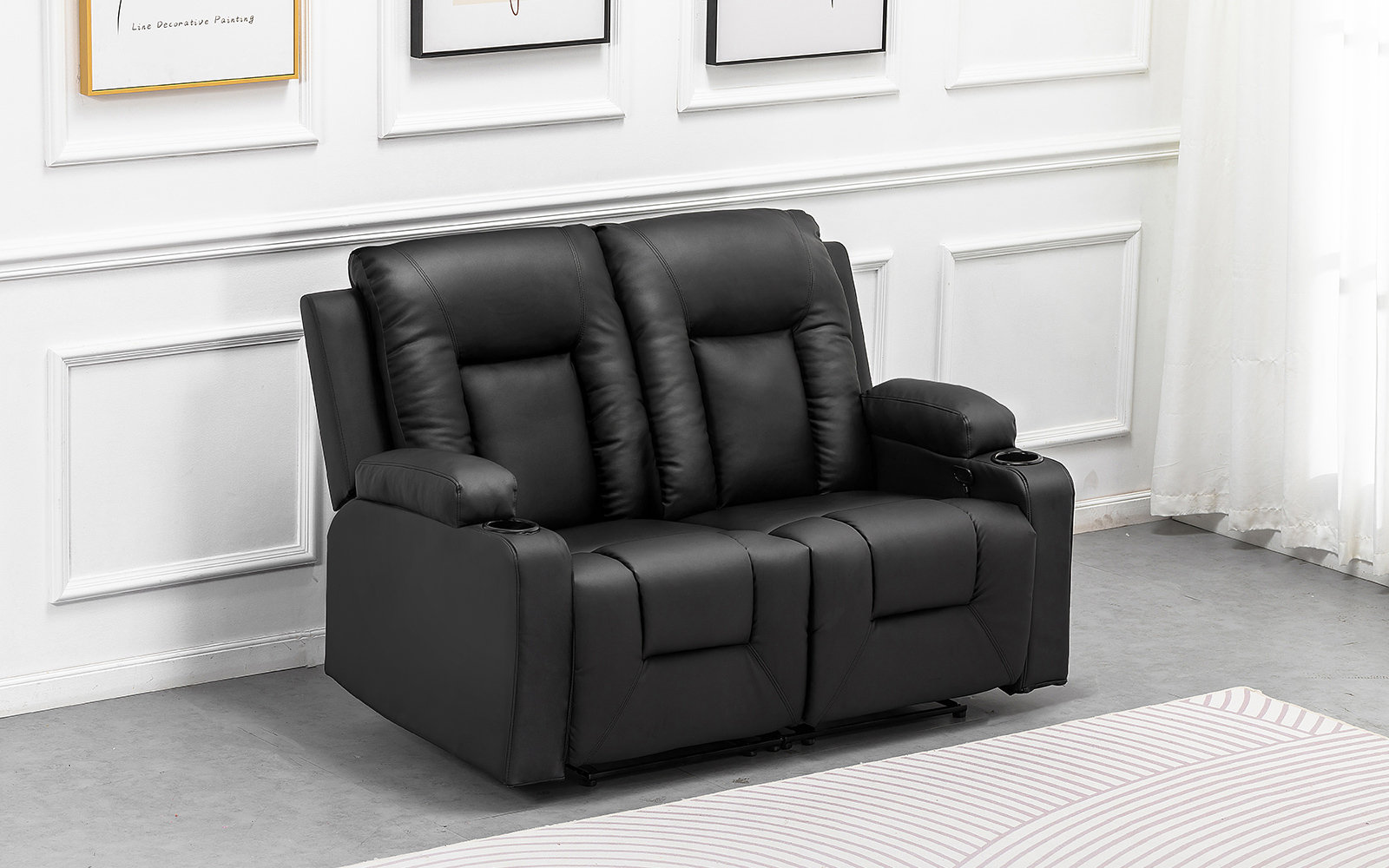 Latitude Run® Chanah Recliner Sofa Set, Manual Reclining Chair Loveseats with Cup Holders