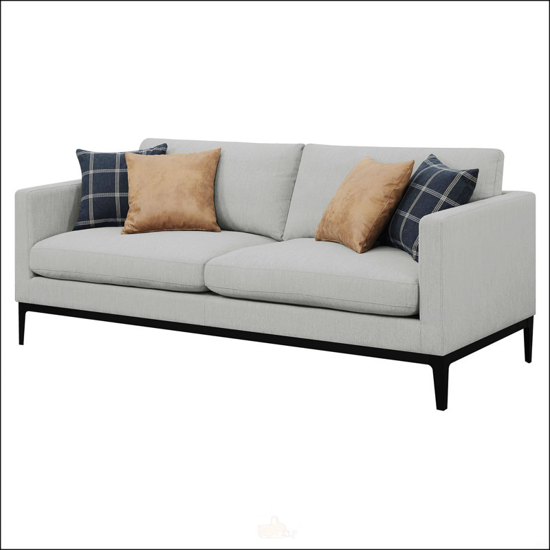 Light Grey Cushion Back Sofa With Pillows