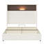 Structure de lit double capitonnée en velours avec USB et veilleuse, tête de lit et tablette à oreilles de 52 po de hauteur avec rivets, beige-1348113599-1348113601