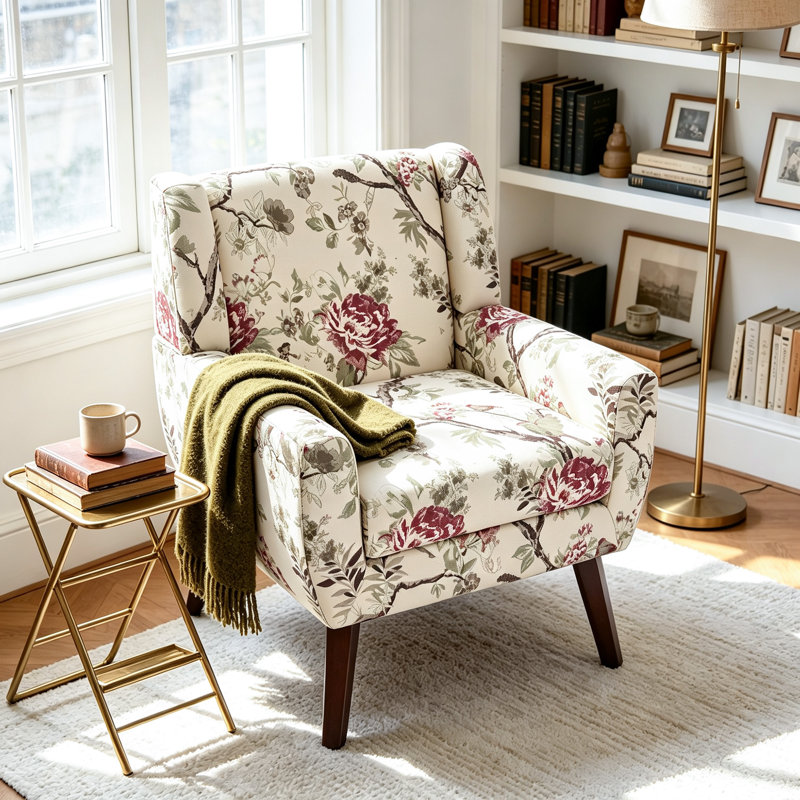 Fauteuil Jaqueze, Mélange de lin performance crème et rose