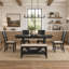 Ensemble de 6 tables de salle à manger en bois 6 pièces avec banc long et 4 chaises, style moderne, gris-311830625-488167978-488167952