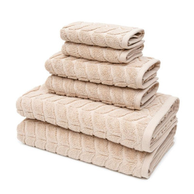 Cotton Ultra-Soft Plush Absorbent Quick Dry Bathroom Towel Set,  (Sand Beige, 6 Pcs Towel Set)