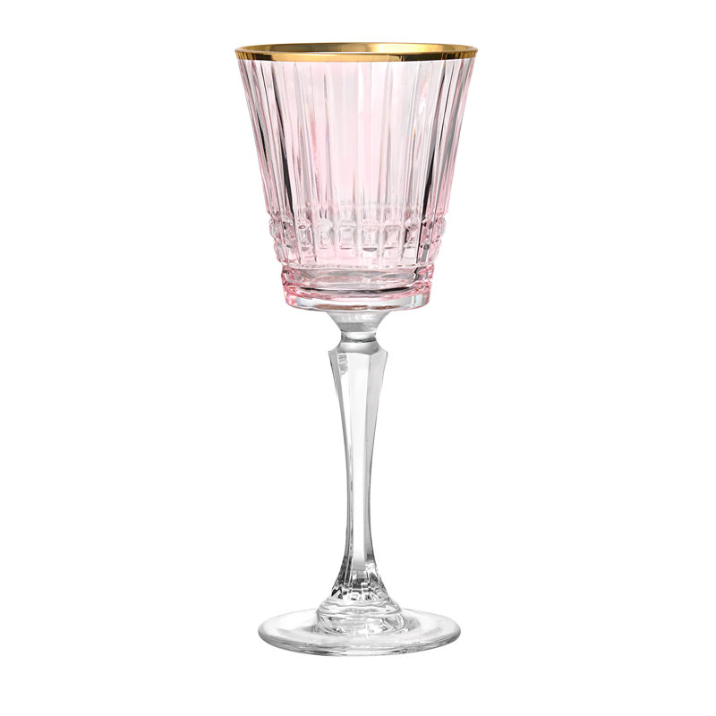 Cristine Gold Rim White Wine Glass, Set Of 4, Pink