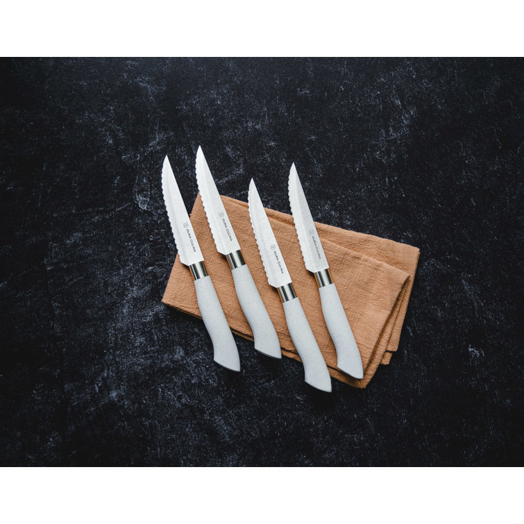 Dura Living EcoCut 8 Piece High Carbon Stainless Steel Steak Knife Set (Set of 8) Handle Color: Gray DLC18034