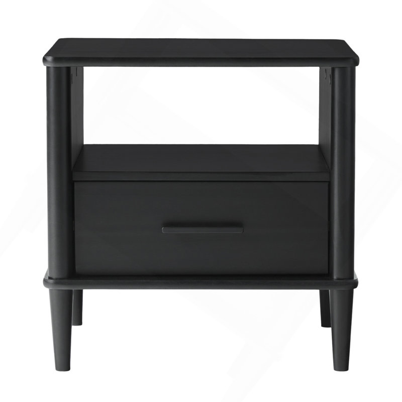 Transitional  Wood Spindle Nightstand – Black
