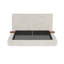 Grand lit plateforme tapissier avec effet flottant et 2 tables d'appoint coulissantes réglables, base de lit nuage moderne, blanc cassé-411473108