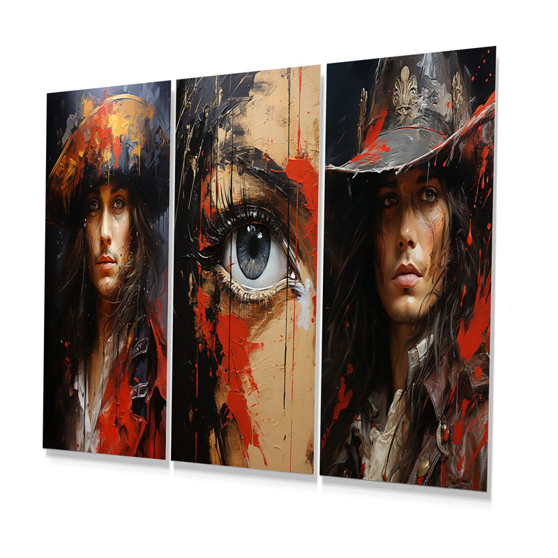 Buccaneer Rogues Reflections - Pirate, ensemble de 3 décorations murales en métal, H 28 po x l 36 po