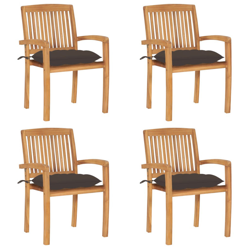 4 chaises de patio empilables avec coussins vidaXL, Vert vif
