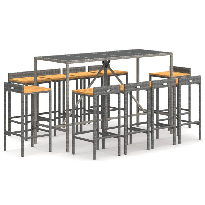 Aaniah 40cm Solid Wood Bar Set, Grey