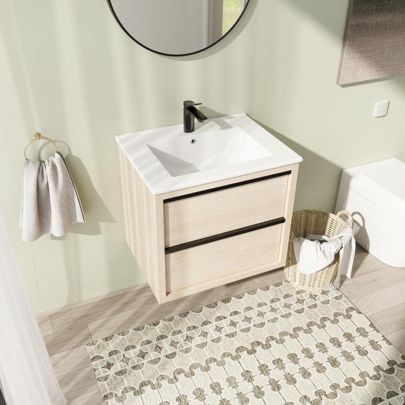 Denel 24" Wall-Mounted Single Bathroom Vanity Set, White