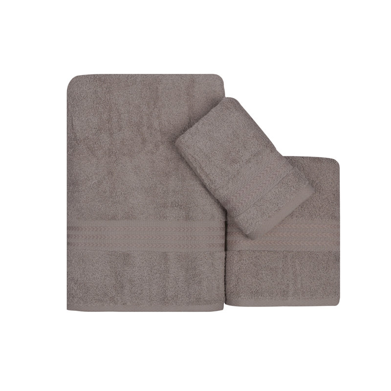 Ensemble de serviettes luxueuses 3 pièces, 100% coton, gris | Comprend 1 serviette de toilette (11,8 x 19,7 po), 1 serviette à main (19,7 x 35,4 po) et 1 serviette de bain (27,6 x 55,1 po) | 500 g / m², lavable à la machine, emballage cadeau parfait