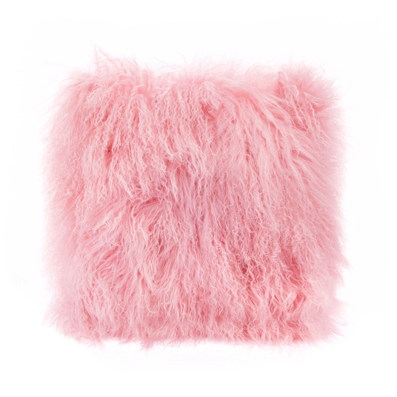 Tibetan Lamb Sheepskin Pillow by Outpost Original, 22" x 22", Pink