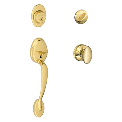 Plymouth Handleset with Single Cylinder Deadbolt and Siena Door Knob and Rosette
