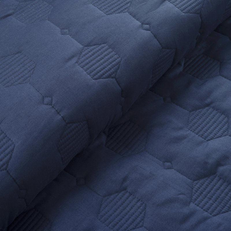 Navy 100% Cotton 3 Piece Quilt Set