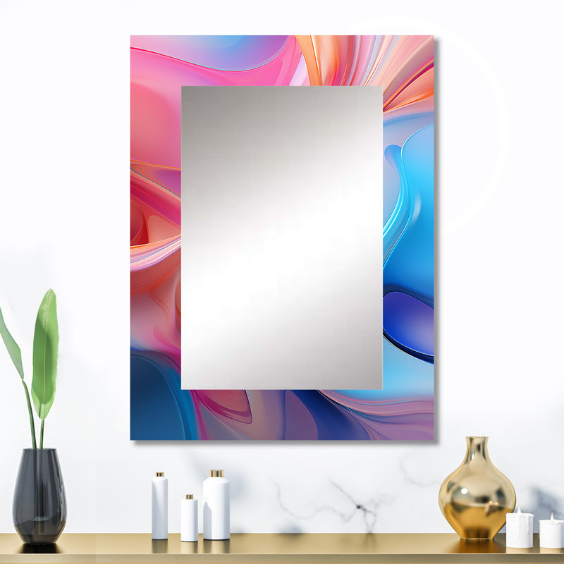 Transitional blue and pink shapes II - Transitional Shapes Large Mirror, Pink Unique Wall Mirror Decor, Printed Metal Art