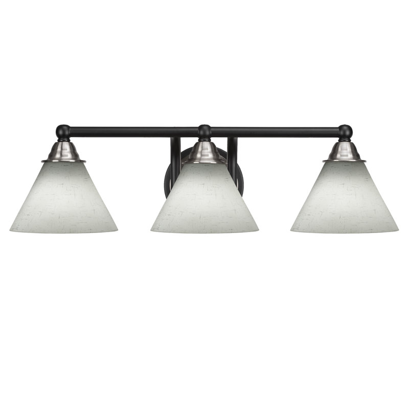 Michell 3-Light Bath Bar, White Muslin, Matte Black/Brushed Nickel